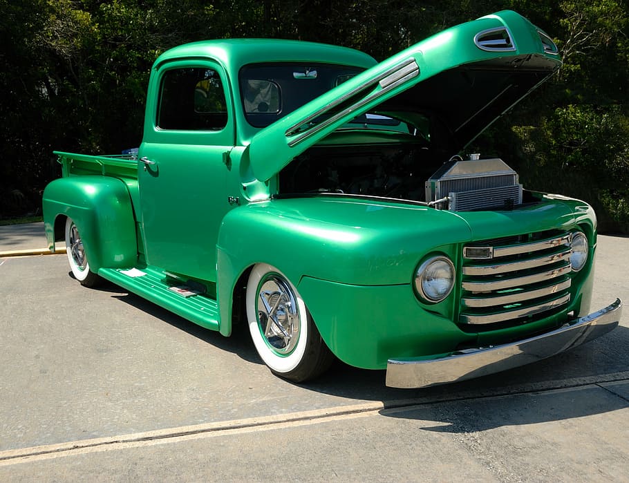 pickup truck, customized, show, truck, vehicle, transportation, custom, old, shiny, classic