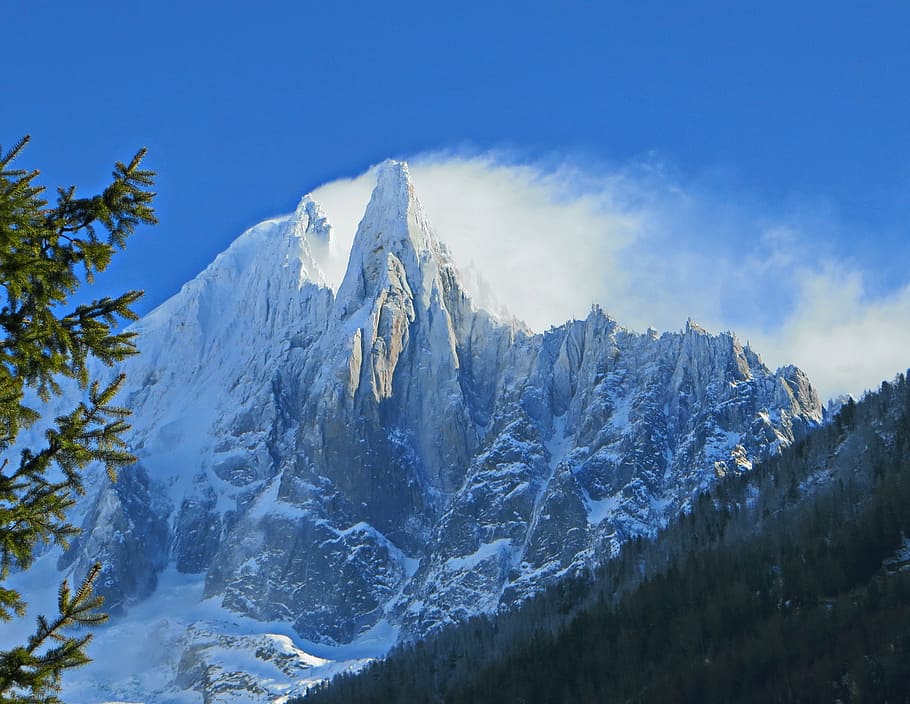 Alps, Chamonix, Needle, Drus, needle of the drus, green needle, mountain, summit, panorama, mont blanc