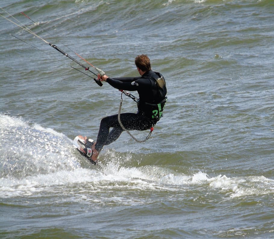 kite, surfer, surf, water, ocean, extreme, sport, boarding, board, wave