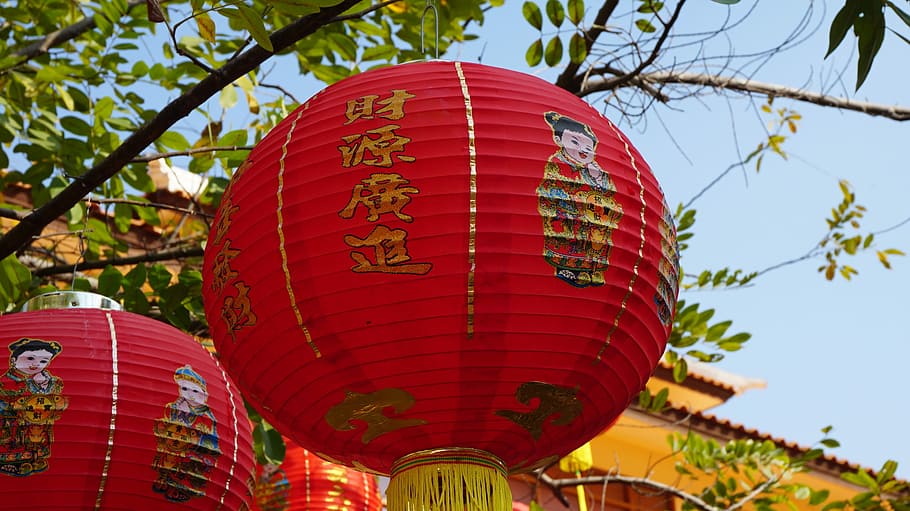 Luminárias, China, luz vermelha, Ásia, China - Leste da Ásia, cultura chinesa, vermelho, culturas, lanterna, ao ar livre