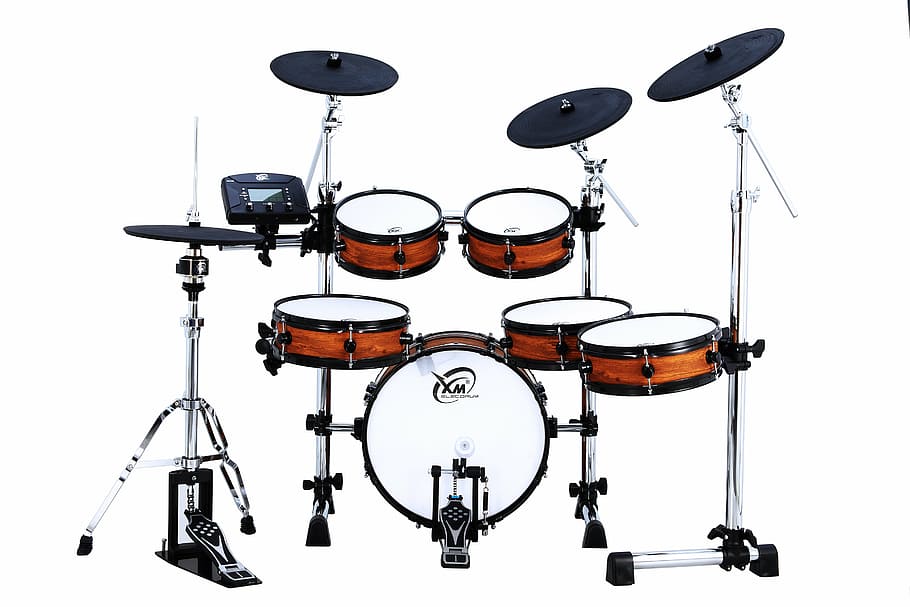 white, black, brown, drum, set, eletronica, battery, red, electric drum, white background
