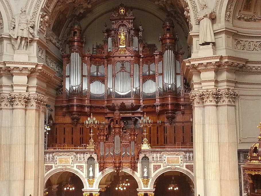 organ, berlin cathedral, dom, organ whistle, built structure, architecture, arch, place of worship, building exterior, religion