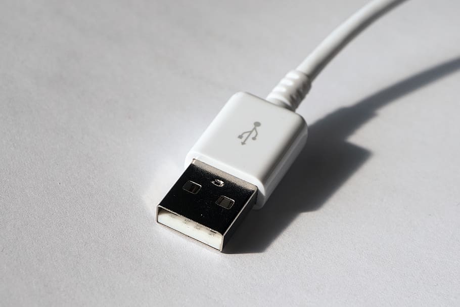white usb cable, usb, usb cable, usb port, cable, connection, plug, computer, data processing, accessories