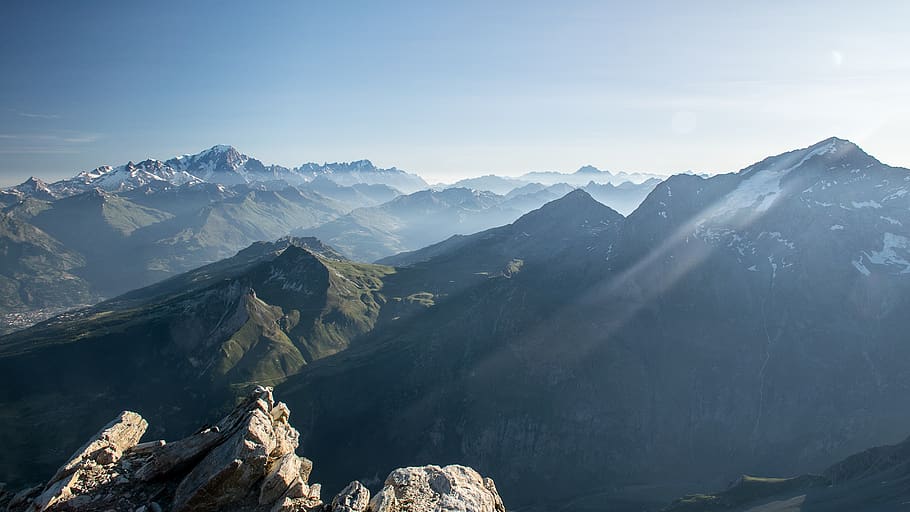 mountains, alps, mountaineering, cold, panorama, high tarrentaise, tarrentaise, summit of bellecote, vanoise, mont blanc