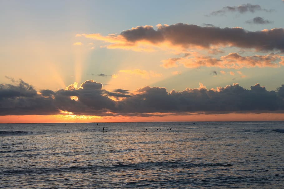 sunset, kauai, hawaii, beach, ocean, pacific, nature, shoreline, sky, sea