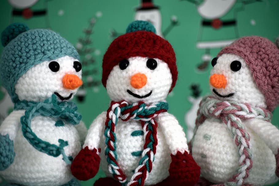 toys, soft, snowmen, christmas, happy, smiling, representation, toy, art and craft, close-up