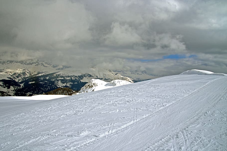 marmolada, dolomites, veneto, belluno, italy, alps, snow, winter landscape, mountain, white