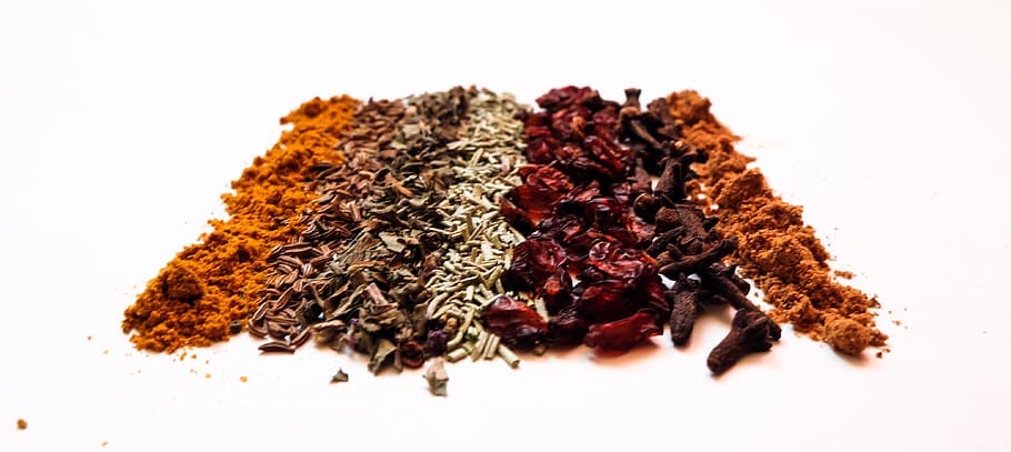 spices, barberry, basil, curry, seasonings, clove, nutmeg, rosemary, cooking, food
