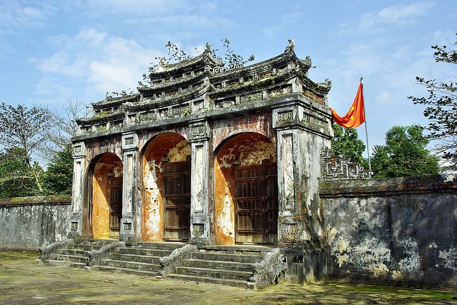 Vietnã, vaiado, palácio, imperial, porta, cor, alto-falante, hdr, arquitetura, estrutura construída