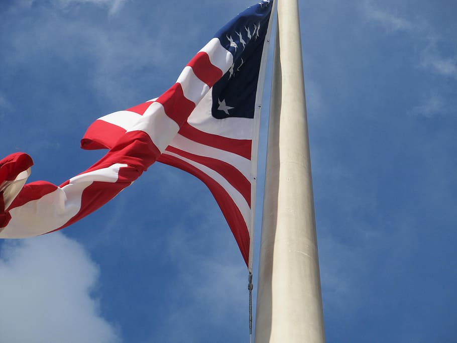 bendera amerika, kemuliaan tua, patriotisme, amerika serikat, patriotik, pengeritingan, bintang dan bar, angin sepoi-sepoi, berangin, bendera