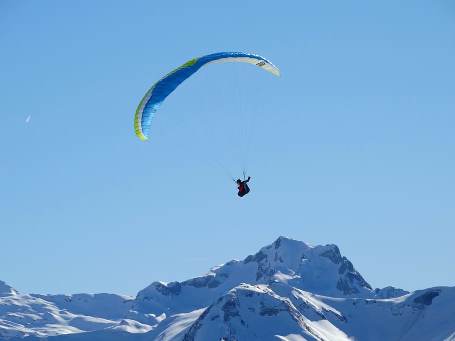 alpine, alpensport, sport, hang gliding, distant view, fly, adventure, extreme sports, flying, winter