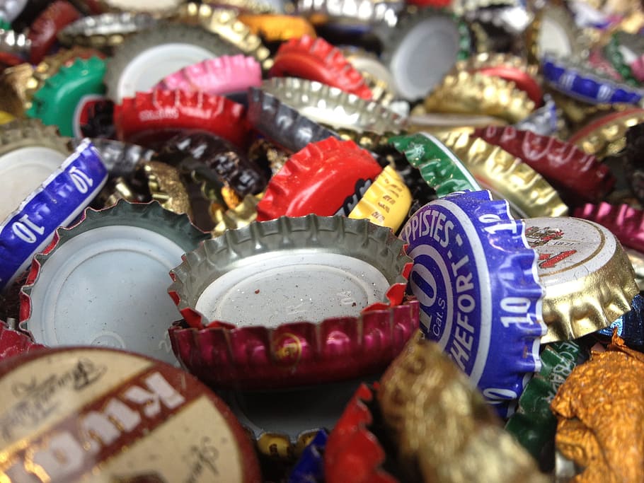 pile, bottle caps, veneers, bottle, color, full frame, abundance, large group of objects, choice, variation