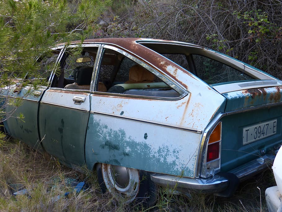car, old, citroen gs, seventy, oxide, worn, grunge, retro, abandoned, mode of transportation