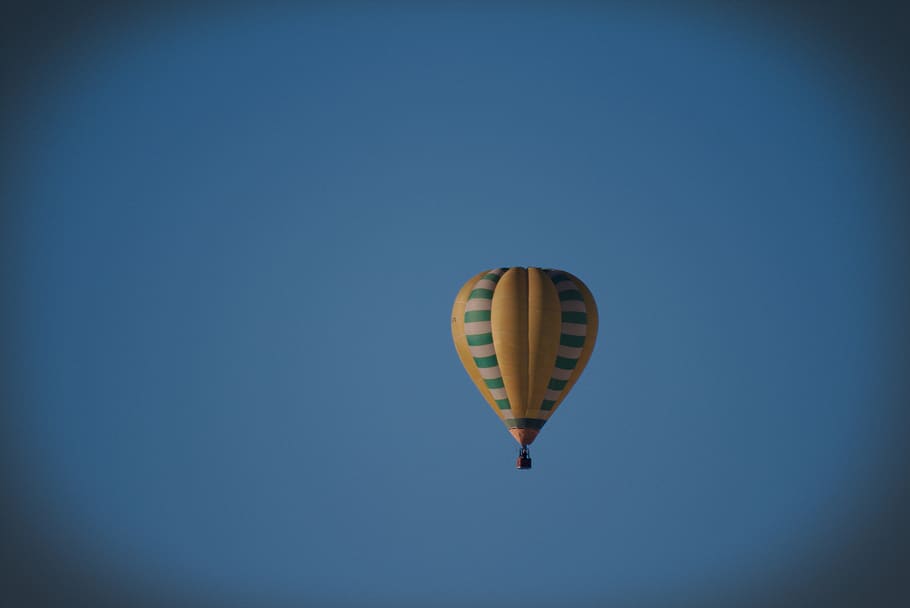 langit, biru, balon, balon udara, udara, drive, keranjang, naik balon udara panas, kendaraan udara, penerbangan