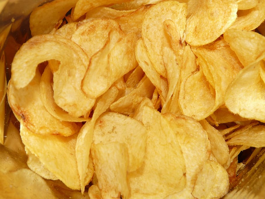 deep, fried, chips, close-up photo, potato chips, food, eat, fat, greasy, thick