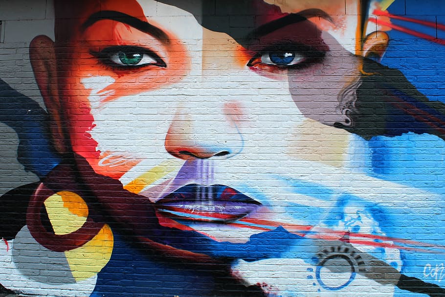 graffitti, woman, painting, artwork, street art, face, art, hauswand, graffiti, sprayer