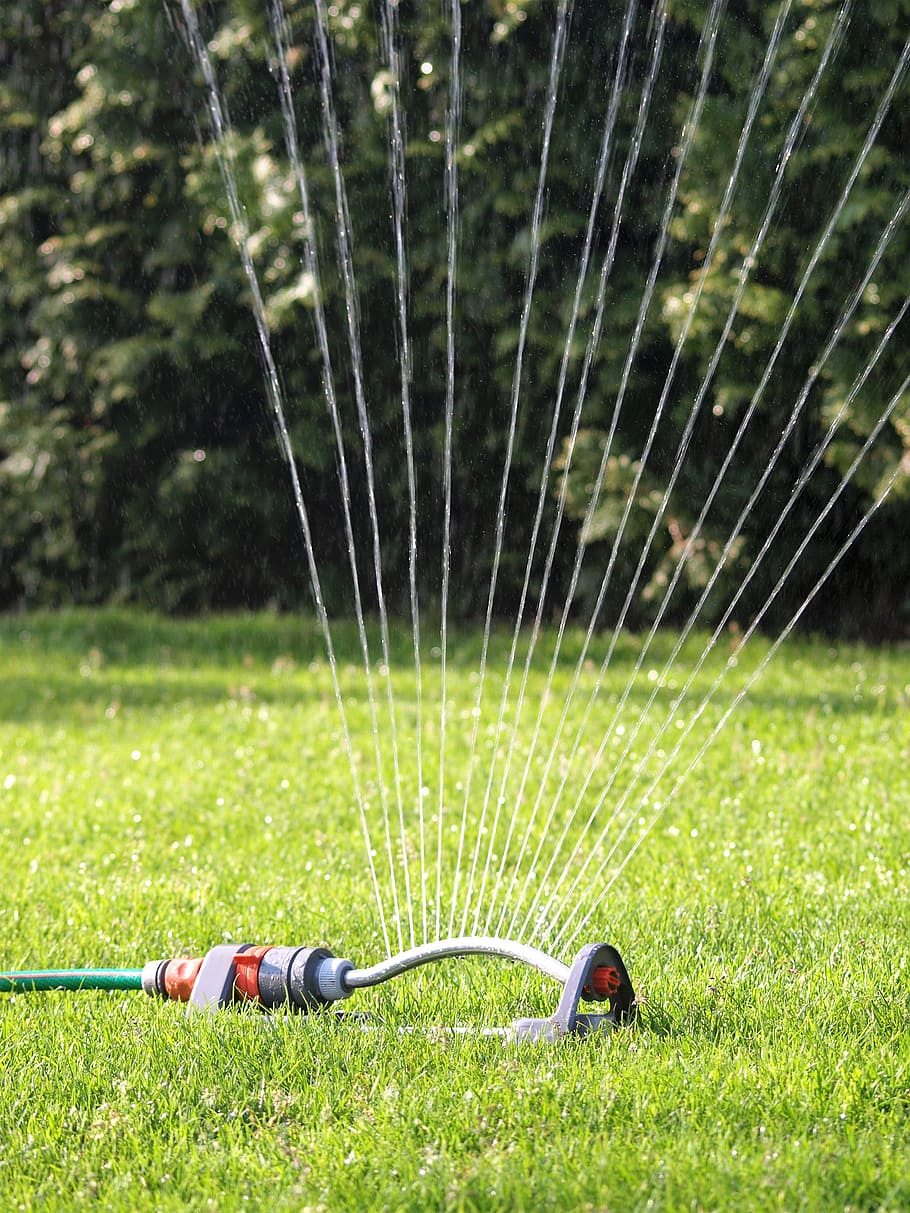 Sprinkler, Air, Selang, Koneksi, koneksi selang, setetes air, terburu-buru, taman, Peralatan irigasi, rumput