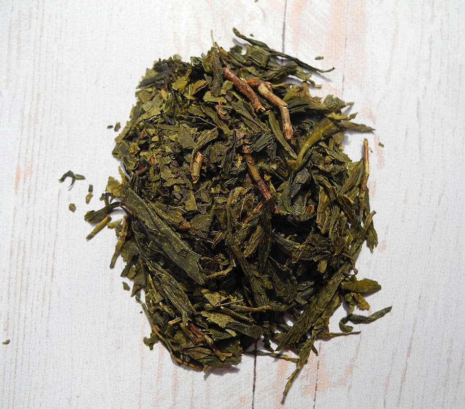 hojas de té, té verde, té, taza de té, hojas secas, alimentos, seco, hoja, hierba, madera - Material