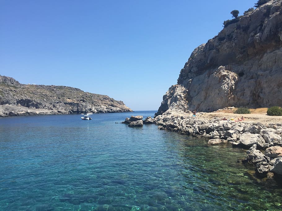 Greece, Kallithea, Rhodes, Faliraki, kallithea, rhodes, summer, bay, anthony quinn bay, blue water, rocks