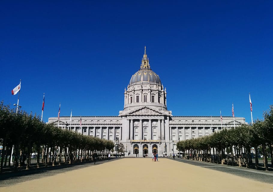 san francisco, city hall, sf, sky, clear skies, united states, western, city ​​hall, government, architecture
