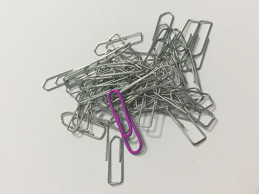 Paperclip, Clip, Office, Material, office accessories, stationery, metal, stationery items, close, datailaufnahme