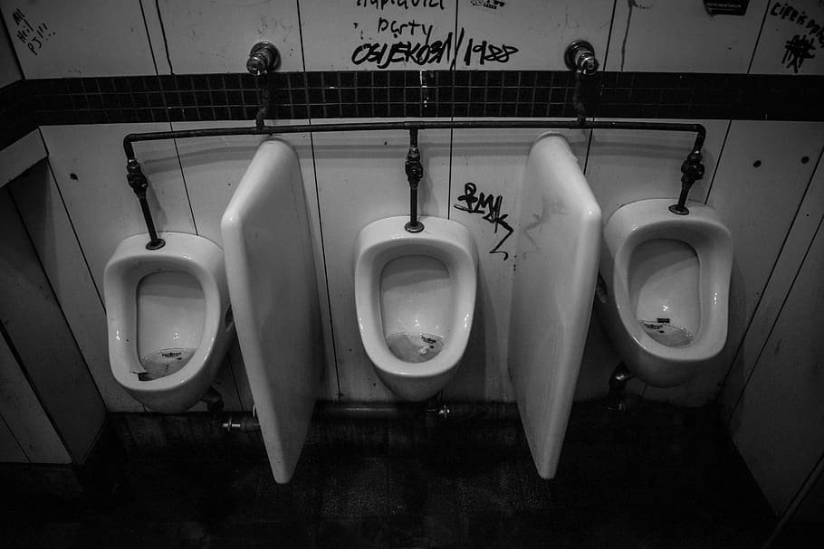 urinoir, 화장실, 빈, 도자기, 욕실, 더러운, 플러시, 신사, hommes, 위생
