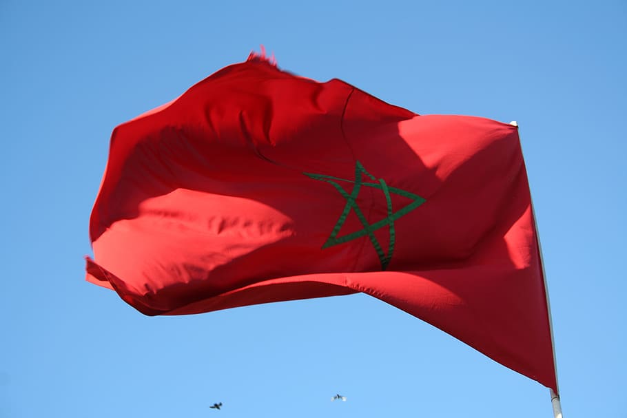赤, 緑, 星の旗, 旗, モロッコ, 打撃, フラッター, 星, 風, 空 - Pxfuel