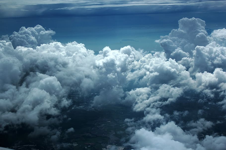 море облаков, облака, облака над небом, облачное небо, голубое небо, природа, небо, пасмурно, обои, фон