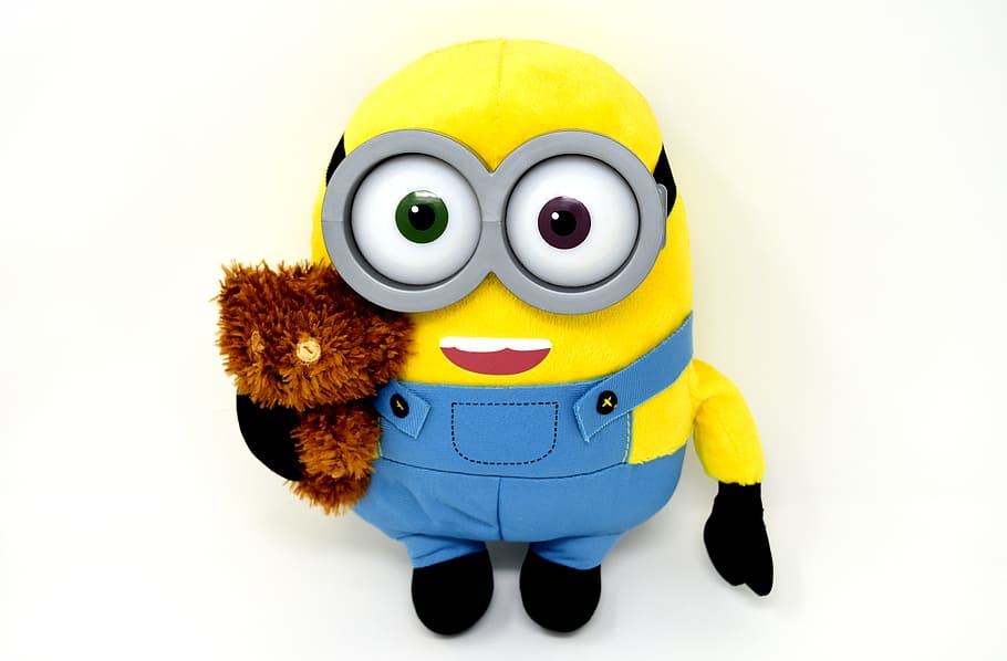 minion plush toy, minion, teddy, funny, soft toy, figure, fun, toys, yellow, representation