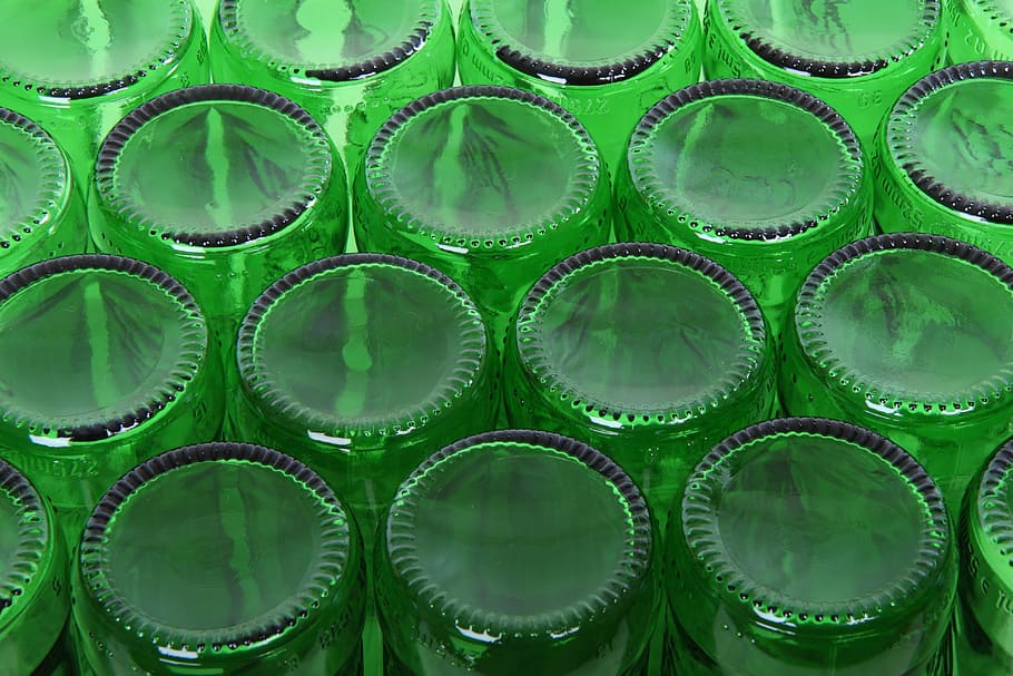 green, glass bottle lot, Alcohol, Beer, Bottle, Clean, Detail, beer, bottle, drink, empty