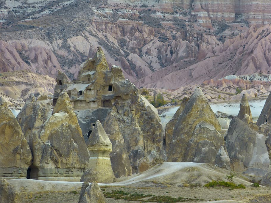 Fairy, Chimneys, Tufa, cliff dwellings, fairy chimneys, rock formations, landscape, apartments, cappadocia, turkey