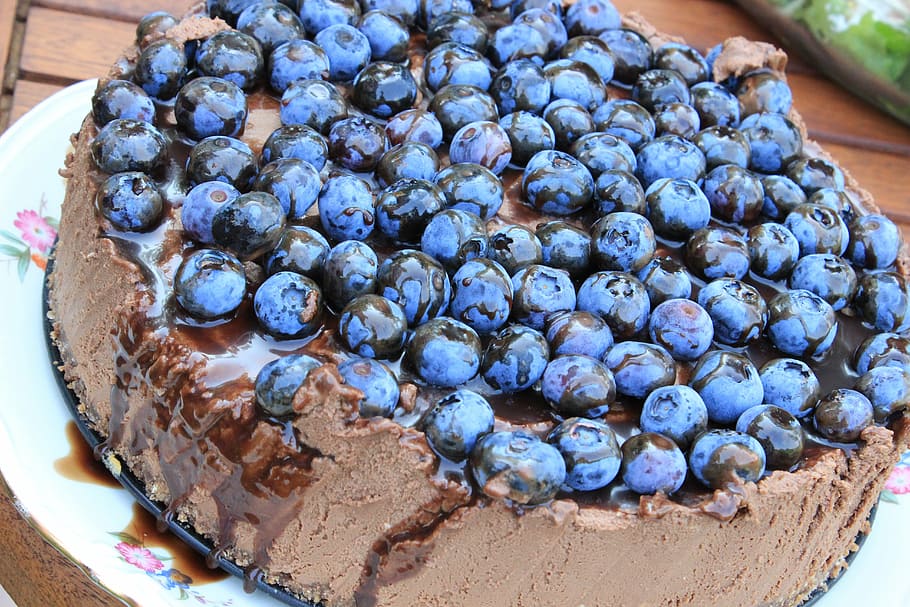 close-up photo, chocolate cake, berries, cheesecake, american, bilberry, cake, blueberries, fruit, food