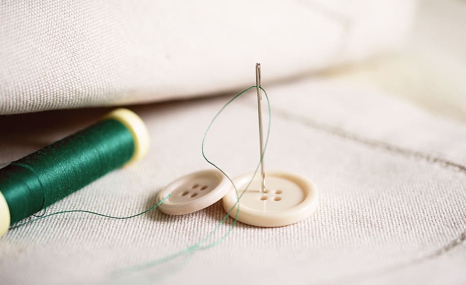 needle, button, sew, tailoring, fabric, textile, nähutensilien, yarn, handarbeiten, hobby