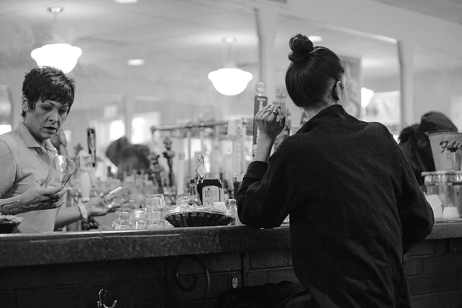Working Women, Bartender, Oyster House, black And White, people, restaurant, asia, food, indoors, retail