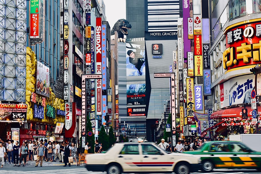 Shinjuku, Tokio, Japón, urbano, multitud, hito, torre, metropolitano, personas, arquitectura