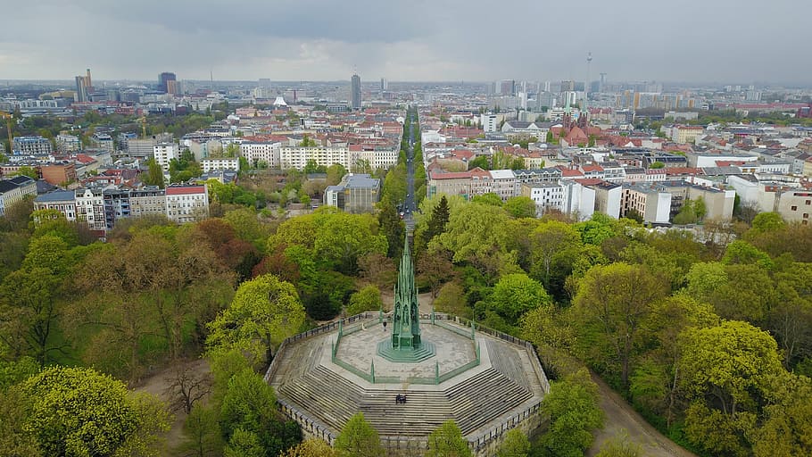 viktoriapark, monument, kreuzberg, blue, sky, road, green, berlin, architecture, built structure