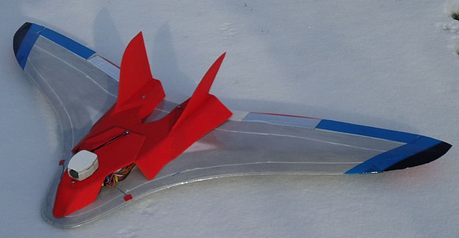 model airplane, flying wing, hobby, model, model flight, red, close-up, high angle view, paper, sport