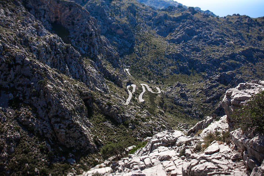 mountains, serpentine, rock, pass driving, curves, road, mallorca, mountain, beauty in nature, scenics - nature