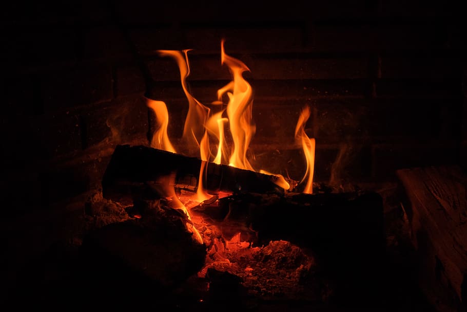 chamas, fogo, lareira, chama, ardente, humor, natureza, quente, calor - temperatura, queima