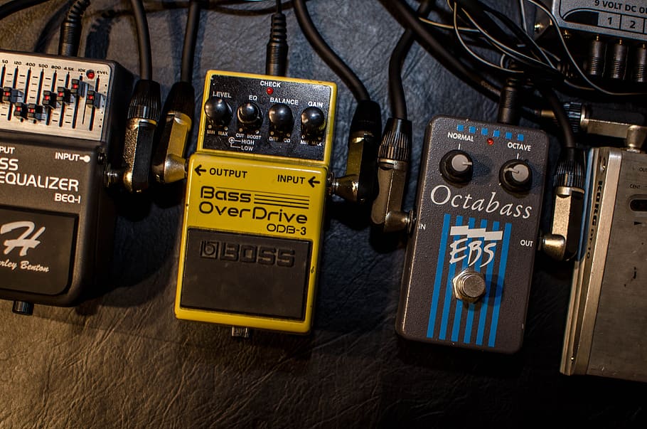 yellow, black, boss, overdrive, qob-3, pedal, distortion, music, effektgerät, bass
