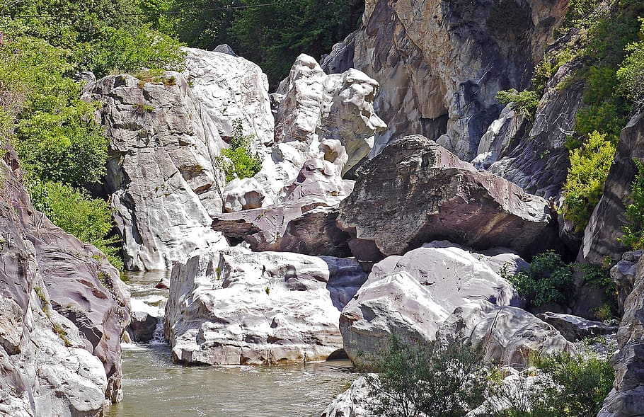 gorge, rock, riverbed, la roya, mountain river, polished, water power, south of france, alpine, alpes maritimes
