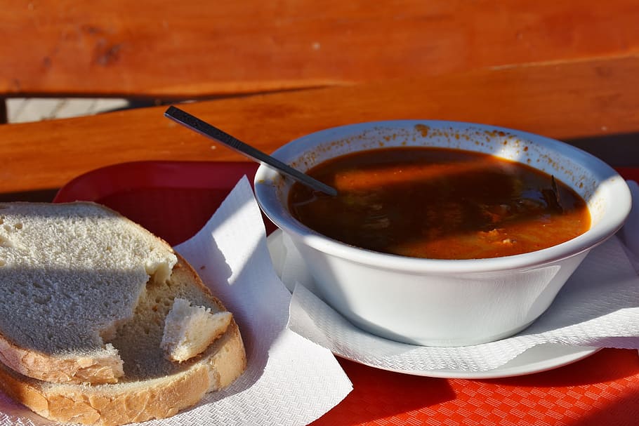 Soup, Goulash, Bread, Food, Eat, Edible, food and drink, healthy eating, indoors, red