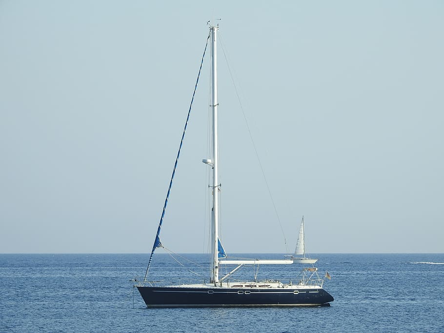 sailboat, ibiza, anchored, water, sea, nautical vessel, transportation, mode of transportation, sky, sailing