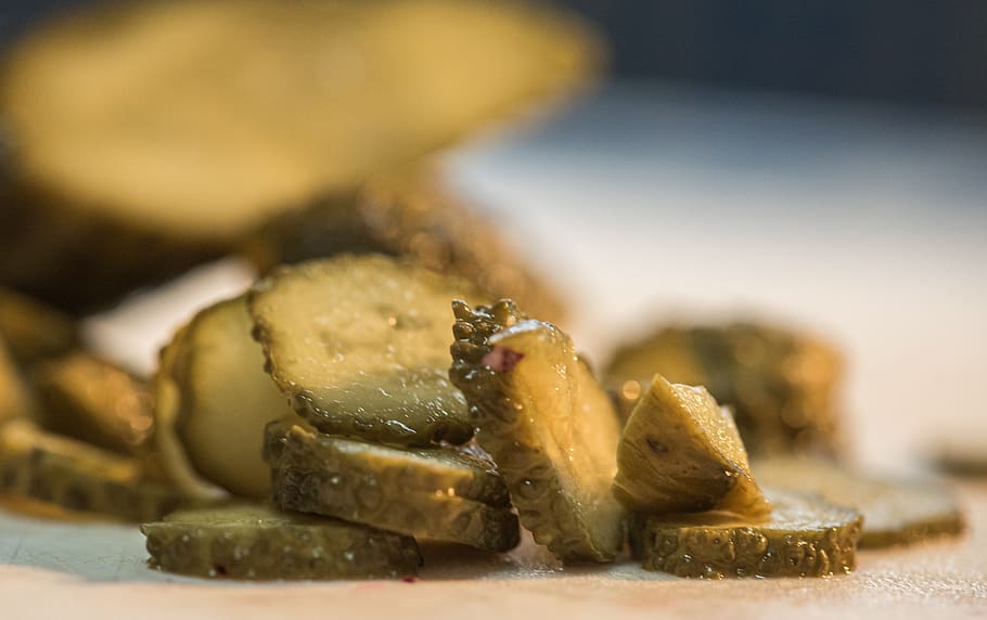 pickled gherkin, cut, cook, kitchen, eat, knife, food, vegetables, healthy, fresh