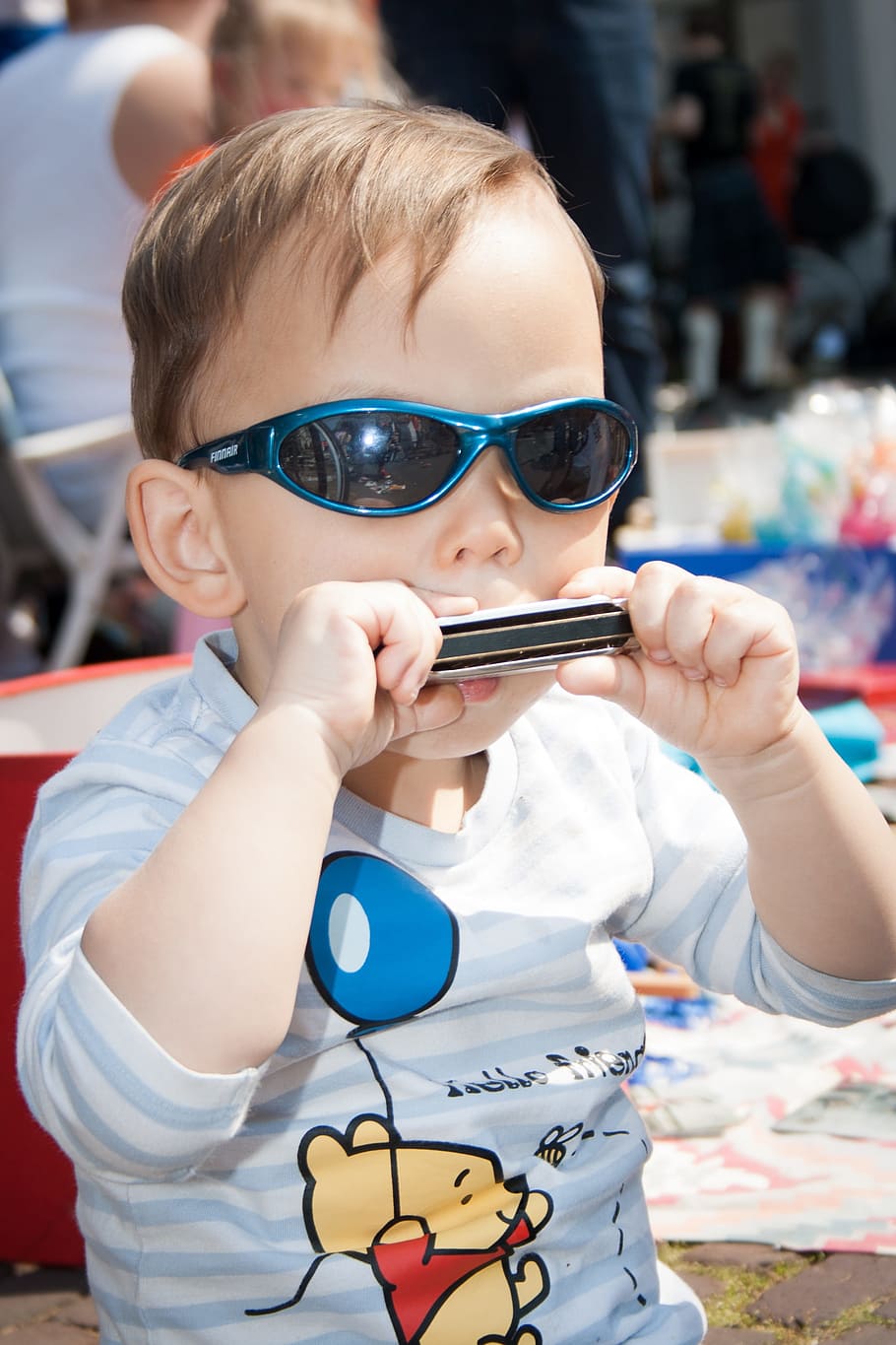 boy playing harmonica, nursery, toddler, child, uk, ukkie, harmonica, play along, occur, spectacle
