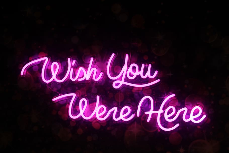 message, wish you were here, nyc, pink, sign, light, usa, color, scenery, graffiti