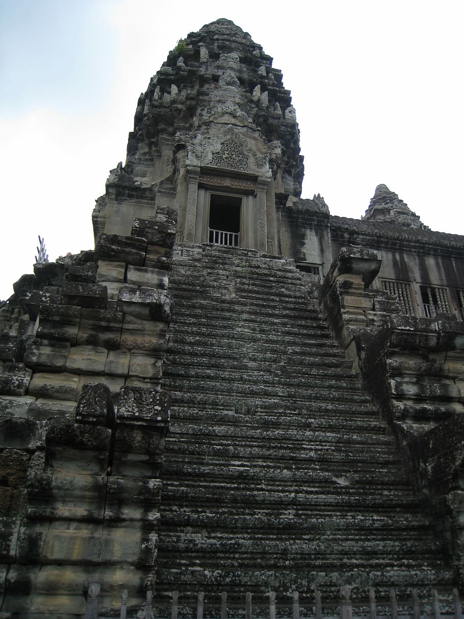 Cambodia, Wu, Angkor Wat, Ladder, wu at angkor wat, architecture, religion, building exterior, spirituality, built structure