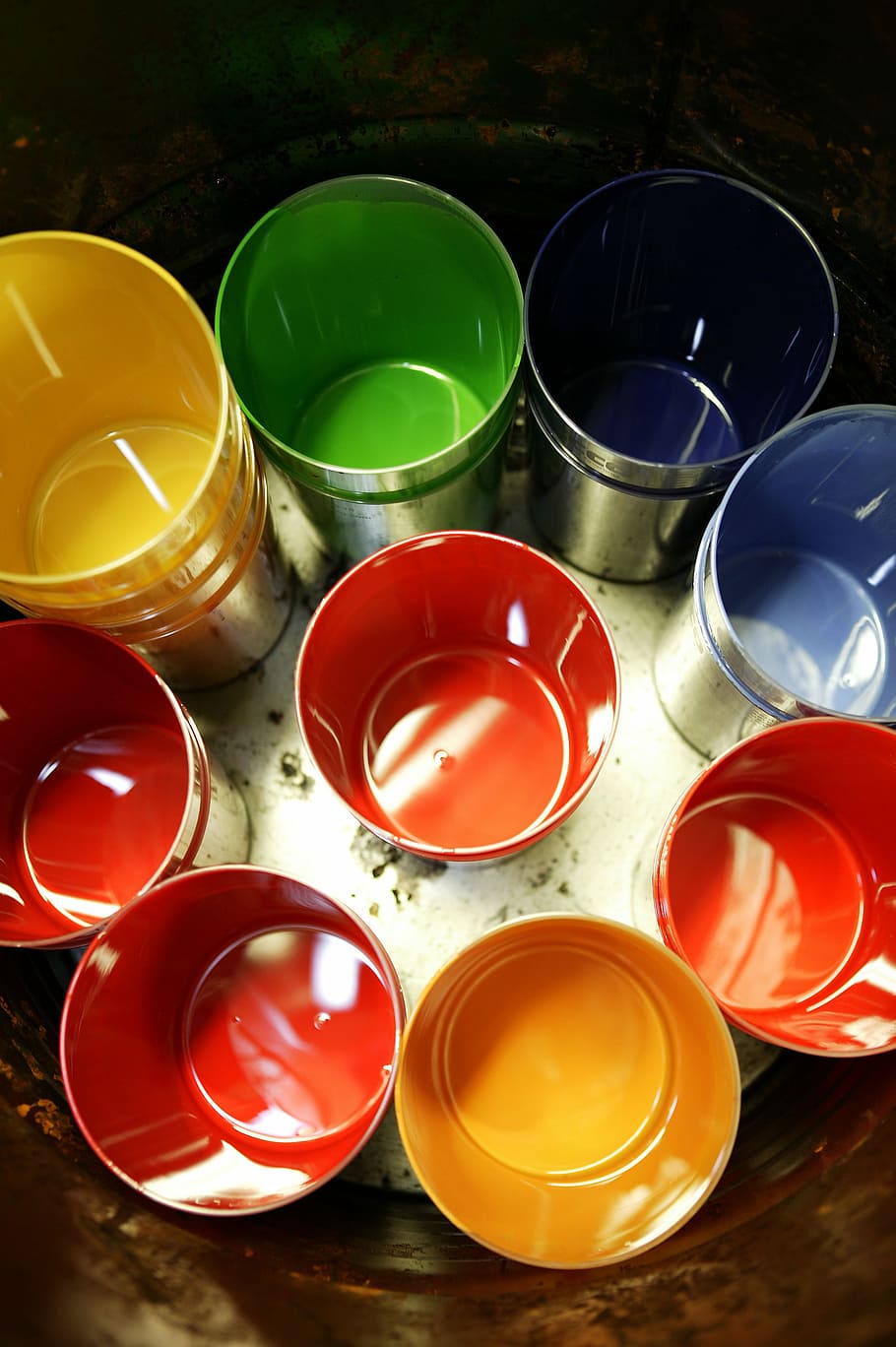 photography, empty, cups, color, colors, paint, varnishes, colour, colours, red