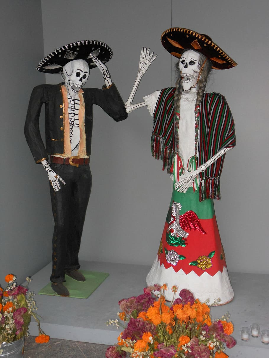 day of the dead, mexico, skeleton, skull, charros, skeletons, human representation, representation, art and craft, creativity