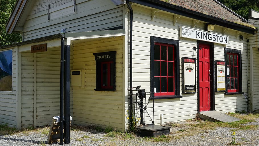 kingston, old railway station, station building, historically, new zealand, south island, shut down, built structure, building exterior, door